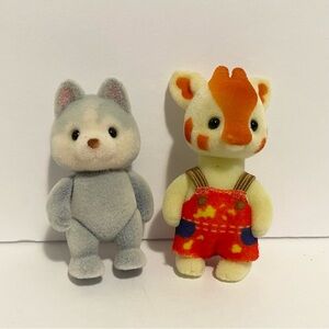 Calico Critters Wolf Giraffe Family Members Epoch Lot Baby Siblings Figures